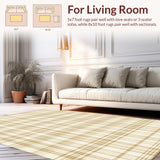 Ultra Soft Area Rug, Non Slip, Stain Resistant, Washable Area Rugs for Living Room, Bedroom, Neutral Plaid Area with Subtle Beige Tones and Non Slip Backing(Beige)