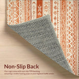Ultra Soft Area Rug, Non Slip, Stain Resistant, Washable Area Rugs for Living Room, Bedroom, Boho Inspired Beige Runner With Artisanal Tribal Geometric Design(Orange)