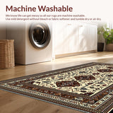 Ultra Soft Area Rug, Non Slip, Stain Resistant, Washable Area Rugs for Living Room, Bedroom, Luxurious Distressed Geometric Print(Beige)