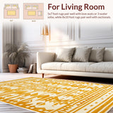 Ultra Soft Area Rug, Non Slip, Stain Resistant, Washable Area Rugs for Living Room, Bedroom, Rustic Aztec Design with Warm Hues(Yellow)