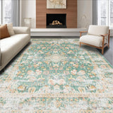 Ultra Soft Area Rug, Non Slip, Stain Resistant, Washable Area Rugs for Living Room, Bedroom, Rustic Vintage Botanical Motif(Green)