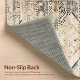 Ultra Soft Area Rug, Non Slip, Stain Resistant, Washable Area Rugs for Living Room, Bedroom, Rustic Warm Mocha Lattice Style(Beige)