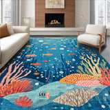 Ultra Soft Area Rug, Non Slip, Stain Resistant, Washable Area Rugs for Living Room, Bedroom, Playroom Education Ocean Animal ABC Number Shape Area Rug(Blue)