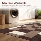 Ultra Soft Area Rug, Non Slip, Stain Resistant, Washable Area Rugs for Living Room, Bedroom, Dynamic Stylish Monochrome Check Design(Brown)