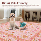 Ultra Soft Area Rug, Non Slip, Stain Resistant, Washable Area Rugs for Living Room, Bedroom, Chic Minimalist Blush Tiled Aesthetic(Pink)