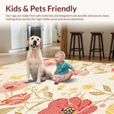Ultra Soft Area Rug, Non Slip, Stain Resistant, Washable Area Rugs for Living Room, Bedroom, Contemporary Subtle Bloom Patterns(Beige)