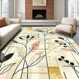 Ultra Soft Area Rug, Non Slip, Stain Resistant, Washable Area Rugs for Living Room, Bedroom, Contemporary Floral Area(Beige)