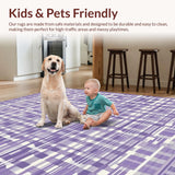 Ultra Soft Area Rug, Non Slip, Stain Resistant, Washable Area Rugs for Living Room, Bedroom, Vibrant Rustic Diamond Arrangement(Purple)