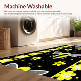 Ultra Soft Area Rug, Non Slip, Stain Resistant, Washable Area Rugs for Living Room, Bedroom, Delightful Springtime Blossom Motif(Black)