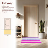Ultra Soft Area Rug, Non Slip, Stain Resistant, Washable Area Rugs for Living Room, Bedroom, Bright Happy Textured Composition(Purple)