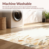 Ultra Soft Area Rug, Non Slip, Stain Resistant, Washable Area Rugs for Living Room, Bedroom, Faded Botanical Print Area with Leafy Vines and Artistic Watercolor Elements(Beige)