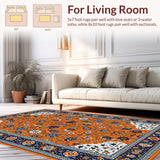 Ultra Soft Area Rug, Non Slip, Stain Resistant, Washable Area Rugs for Living Room, Bedroom, Lively Multi-Color Abstract Motif(Orange)