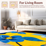 Ultra Soft Area Rug, Non Slip, Stain Resistant, Washable Area Rugs for Living Room, Bedroom, Blue Yellow Floral Living Room Area Carpet(Yellow)
