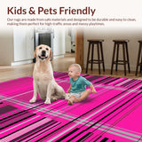 Ultra Soft Area Rug, Non Slip, Stain Resistant, Washable Area Rugs for Living Room, Bedroom, Artistic Multi-Tone Striped Arrangement(Pink)