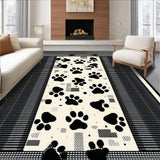 Ultra Soft Area Rug, Non Slip, Stain Resistant, Washable Area Rugs for Living Room, Bedroom, Artistic Abstract Cat Paw Arrangement(Black)