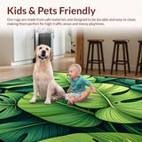 Ultra Soft Area Rug, Non Slip, Stain Resistant, Washable Area Rugs for Living Room, Bedroom, Rustic Tropical Plant Pattern(Green)
