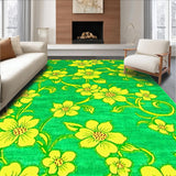 Ultra Soft Area Rug, Non Slip, Stain Resistant, Washable Area Rugs for Living Room, Bedroom, Elegant Botanical Round Design(Green)
