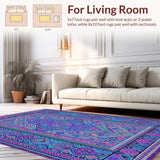 Ultra Soft Area Rug, Non Slip, Stain Resistant, Washable Area Rugs for Living Room, Bedroom, Radiant Colorful Artisan Design(Purple)