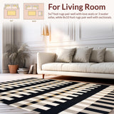 Ultra Soft Area Rug, Non Slip, Stain Resistant, Washable Area Rugs for Living Room, Bedroom, Beige Black Grid Checkerboard Area for Unique Kitchen Aesthetics(Black)