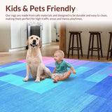 Ultra Soft Area Rug, Non Slip, Stain Resistant, Washable Area Rugs for Living Room, Bedroom, Dynamic Colorful Abstract Waves(Blue)