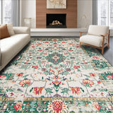 Cream Beige Distressed Artful Design(White)