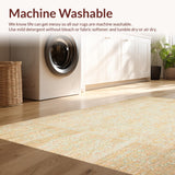 Ultra Soft Area Rug, Non Slip, Stain Resistant, Washable Area Rugs for Living Room, Bedroom, Non Slip Hallway Runner Vintage Inspired Long Boho Style(Beige)
