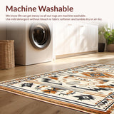 Ultra Soft Area Rug, Non Slip, Stain Resistant, Washable Area Rugs for Living Room, Bedroom, Chic Rustic Geometric Arrangement(Brown)