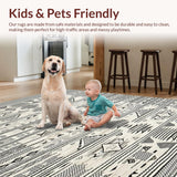 Ultra Soft Area Rug, Non Slip, Stain Resistant, Washable Area Rugs for Living Room, Bedroom, Global Geometric Contrast Motif(Black)