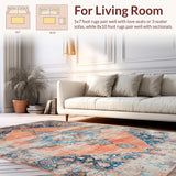 Ultra Soft Area Rug, Non Slip, Stain Resistant, Washable Area Rugs for Living Room, Bedroom, Elegant Vintage Ogee Pattern(Orange)
