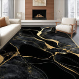 Ultra Soft Area Rug, Non Slip, Stain Resistant, Washable Area Rugs for Living Room, Bedroom, Elegant Contemporary Pattern(Black)