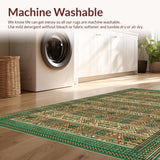 Ultra Soft Area Rug, Non Slip, Stain Resistant, Washable Area Rugs for Living Room, Bedroom, Rustic Tiled Symmetrical Design(Brown)