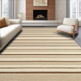 Ultra Soft Area Rug, Non Slip, Stain Resistant, Washable Area Rugs for Living Room, Bedroom, Rustic Striped High-Low Visual Appeal(Beige)