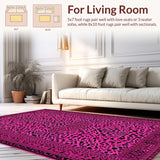 Ultra Soft Area Rug, Non Slip, Stain Resistant, Washable Area Rugs for Living Room, Bedroom, Contemporary Pink Safari Pattern Mix(Pink)