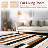 Ultra Soft Area Rug, Non Slip, Stain Resistant, Washable Area Rugs for Living Room, Bedroom, Elegant Striped Earthy Tones(Beige)