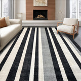 Ultra Soft Area Rug, Non Slip, Stain Resistant, Washable Area Rugs for Living Room, Bedroom, Monochrome Striped Floor Covering With Contemporary Geometric Lines Rug(Gray)