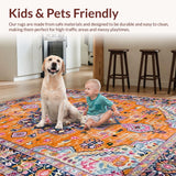 Ultra Soft Area Rug, Non Slip, Stain Resistant, Washable Area Rugs for Living Room, Bedroom, Cozy Warm Orange Tiled Motif(Orange)