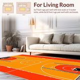 Ultra Soft Area Rug, Non Slip, Stain Resistant, Washable Area Rugs for Living Room, Bedroom, Contemporary Graphic Sports Appeal(Orange)