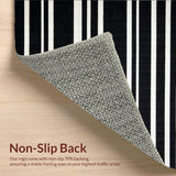 Ultra Soft Area Rug, Non Slip, Stain Resistant, Washable Area Rugs for Living Room, Bedroom, Bold Striped Accent Carpet with Modern Flair(Black)