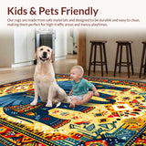 Ultra Soft Area Rug, Non Slip, Stain Resistant, Washable Area Rugs for Living Room, Bedroom, Artful Symmetrical Trellis Layout(Gold)