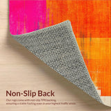Ultra Soft Area Rug, Non Slip, Stain Resistant, Washable Area Rugs for Living Room, Bedroom, Trendy Soft Palette Graphic Elements(Orange)