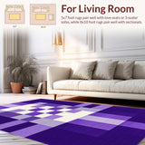 Ultra Soft Area Rug, Non Slip, Stain Resistant, Washable Area Rugs for Living Room, Bedroom, Vibrant Modern Artistic Wave Design(Purple)