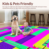 Ultra Soft Area Rug, Non Slip, Stain Resistant, Washable Area Rugs for Living Room, Bedroom, Dynamic Polygonal Game Motif(Pink)