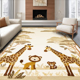 Ultra Soft Area Rug, Non Slip, Stain Resistant, Washable Area Rugs for Living Room, Bedroom, Sweet Safari Animal Area for Nursery Gentle Beige Wild Creatures(Beige)