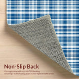 Ultra Soft Area Rug, Non Slip, Stain Resistant, Washable Area Rugs for Living Room, Bedroom, Lively Classic Checkered Theme(Blue)