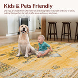 Ultra Soft Area Rug, Non Slip, Stain Resistant, Washable Area Rugs for Living Room, Bedroom, Contemporary Minimalist Motif(Gold)