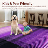 Ultra Soft Area Rug, Non Slip, Stain Resistant, Washable Area Rugs for Living Room, Bedroom, Minimalist Abstract Lines Arrangement(Purple)