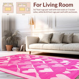 Ultra Soft Area Rug, Non Slip, Stain Resistant, Washable Area Rugs for Living Room, Bedroom, Trendy Abstract Heart Shapes(Pink)