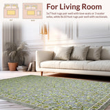 Ultra Soft Area Rug, Non Slip, Stain Resistant, Washable Area Rugs for Living Room, Bedroom, Vibrant Rustic Green Overtones(Gray)
