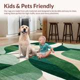 Ultra Soft Area Rug, Non Slip, Stain Resistant, Washable Area Rugs for Living Room, Bedroom, Abstract Botanical(Green)