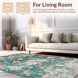 Ultra Soft Area Rug, Non Slip, Stain Resistant, Washable Area Rugs for Living Room, Bedroom, Rustic Vintage Charm Composition(Green)